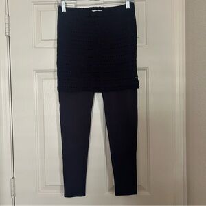 NWT Omgirl Ankle Navy Blue Leggings with Eyelet Fold-over Waistband Size Large